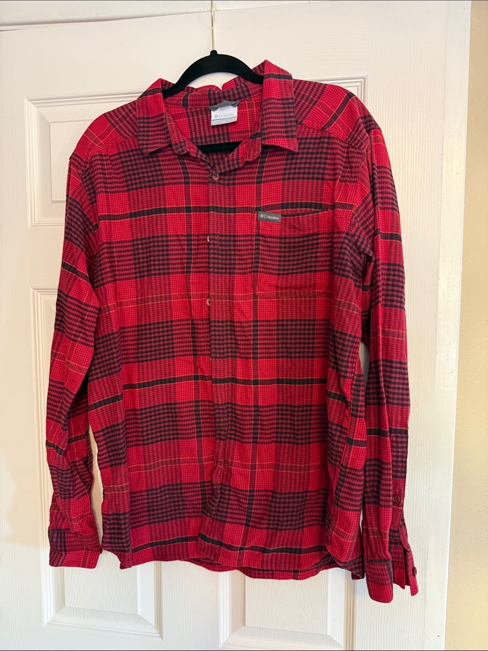 Columbia Red and Black Plaid Flannel Shirt